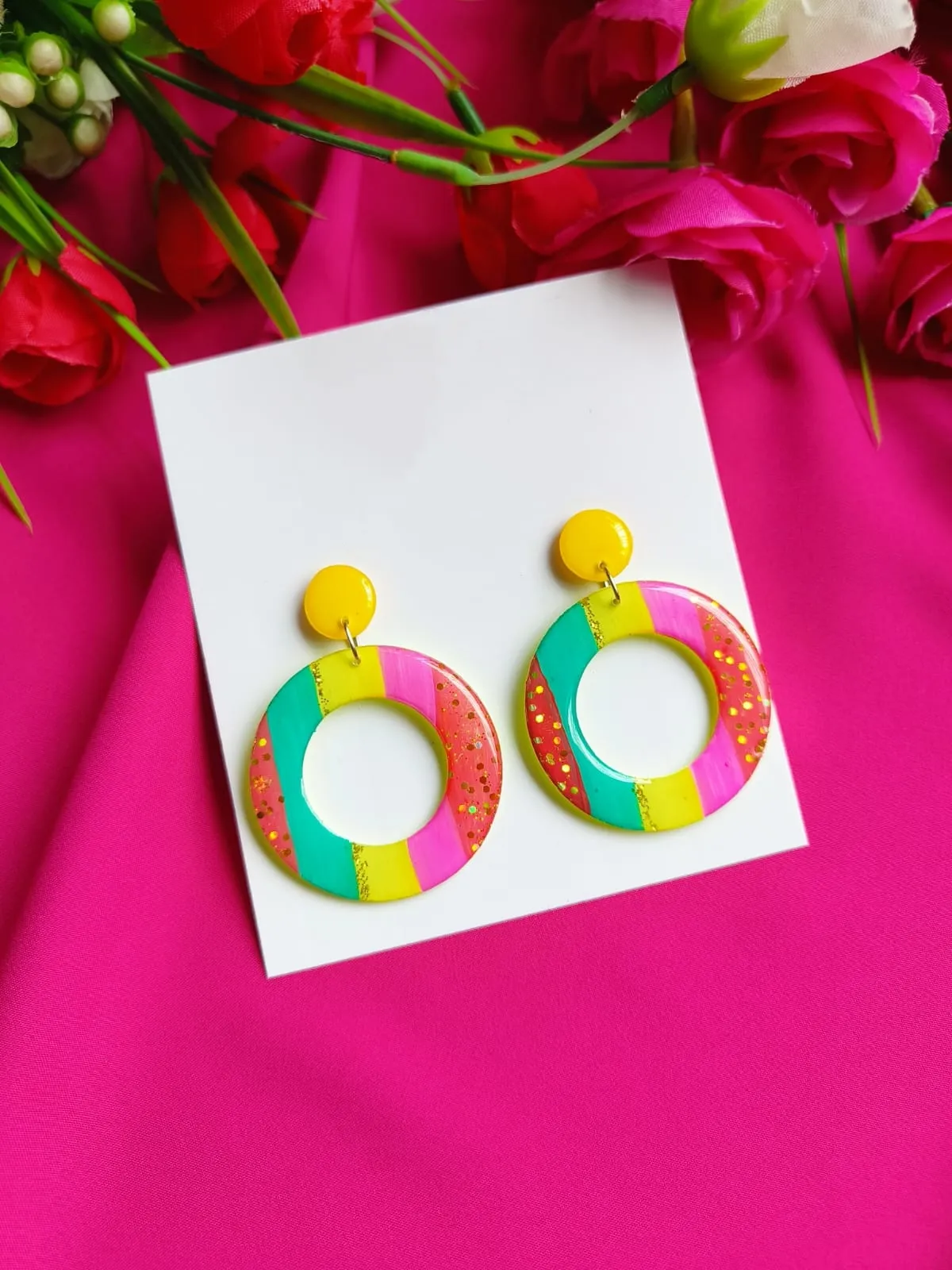 Resin Multicoloured Earrings - Image 3 in Mumbai